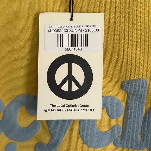 Madhappy Yellow Recycle Sweatshirt M NWT Unisex - Picture 6 of 6
